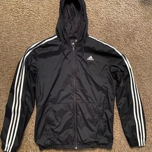 Adidas Black with 3 stripes Windbreaker